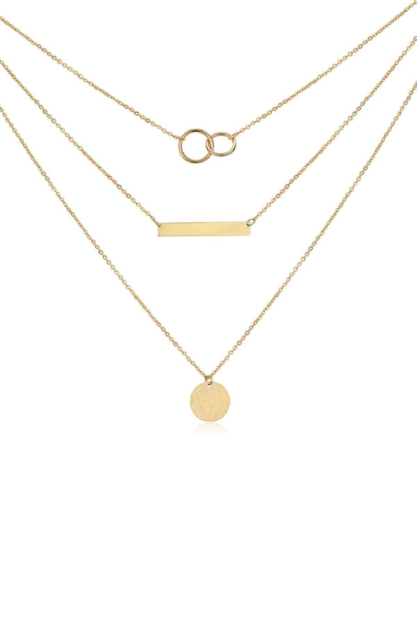 Layered 18k Gold Bar & Circle Necklace HAUS OF DECK 