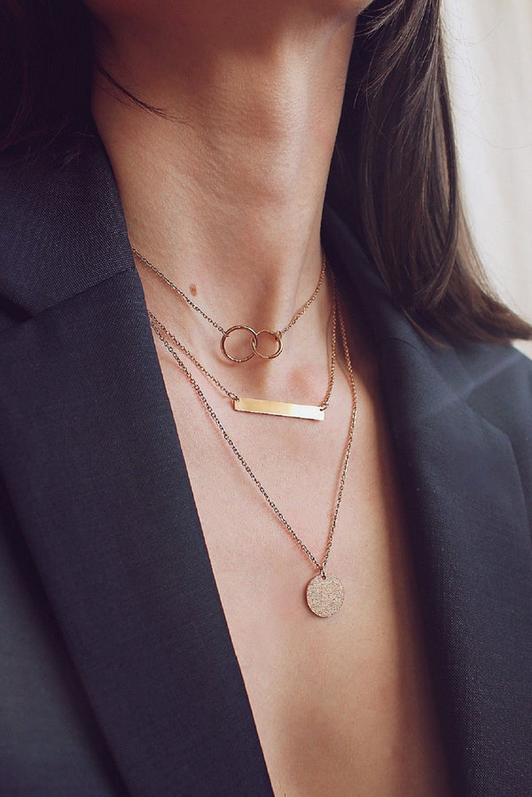 Layered 18k Rose Gold Bar & Circle Necklace HAUS OF DECK 