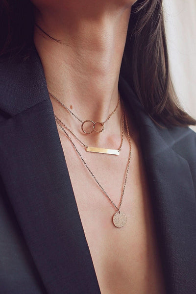 Ava Riley Dainty Disc Choker Necklace – 14K Gold Plated Layered Circle Pendant For Women – Hypoallergenic, 15" + 2" Extender - View #10