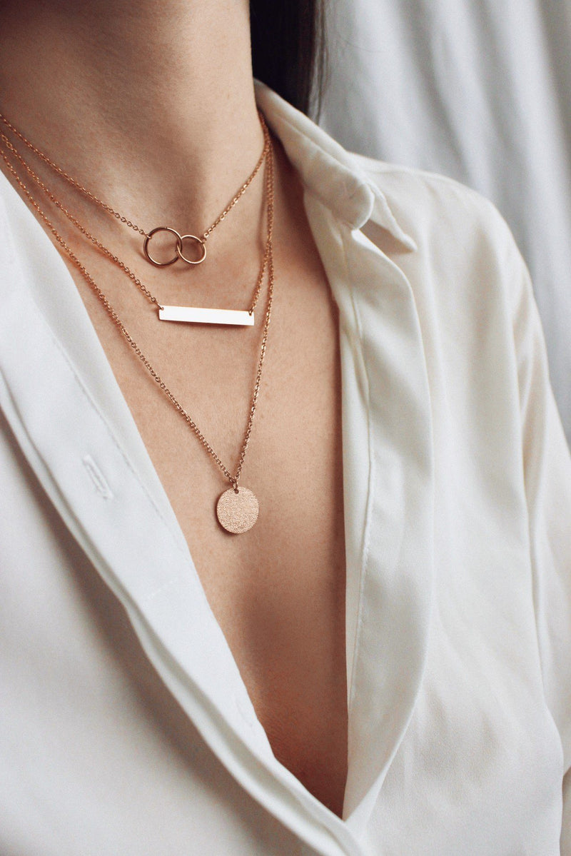 Layered 18k Rose Gold Bar & Circle Necklace HAUS OF DECK 