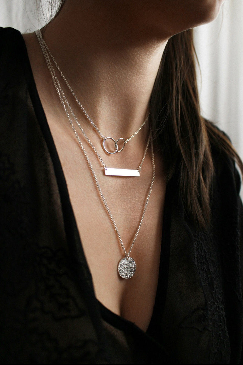 Layered Sterling Silver Bar & Circle Necklace HAUS OF DECK 