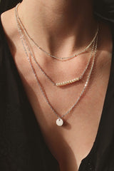 Silver Pearl And Circle Layer Necklace HAUS OF DECK 