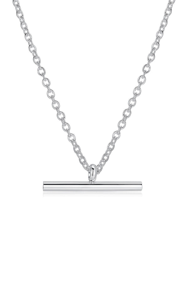 Sterling Silver Fine T-Bar Pendant Chain Necklace HAUS OF DECK 