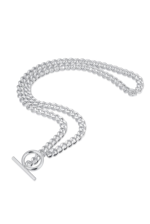 Sterling Silver T-Bar and Circle Chain Necklace HAUS OF DECK 