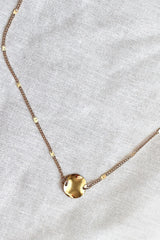 Thin Gold Disc Pendant Necklace HAUS OF DECK 