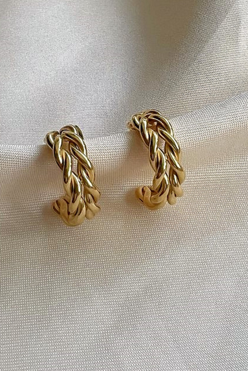 18k Gold Plated Double Twist Hoop Earrings