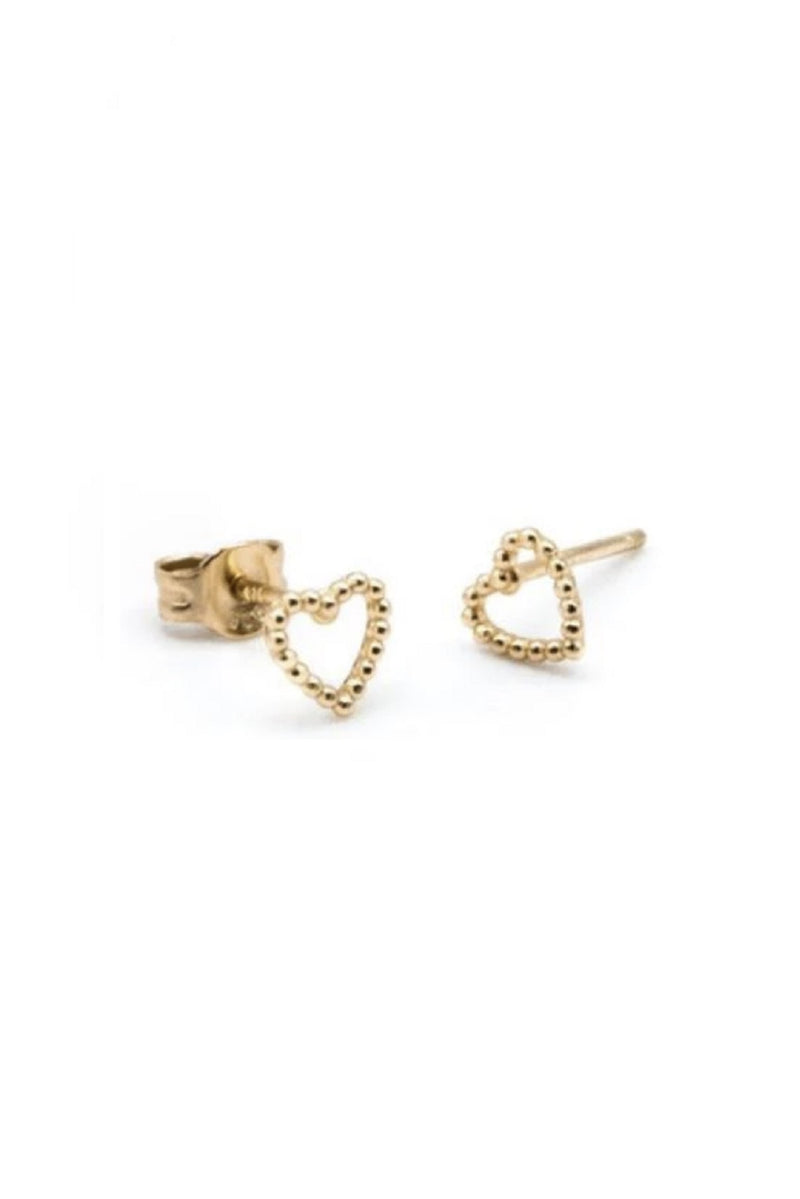 18k Gold Plated Stud Heart Earrings