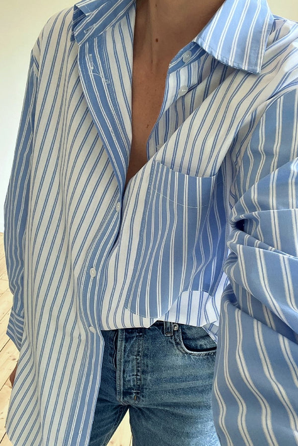 Blue Striped Oversized Shirt