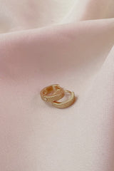 18k Gold Plated Mini Chunky Stripe Huggie Hoop Earrings