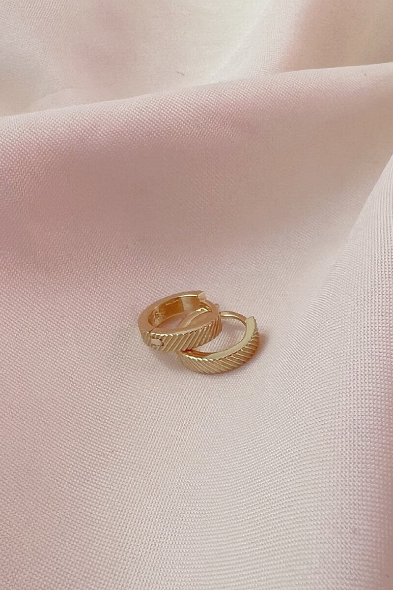 18k Gold Plated Mini Chunky Stripe Huggie Hoop Earrings