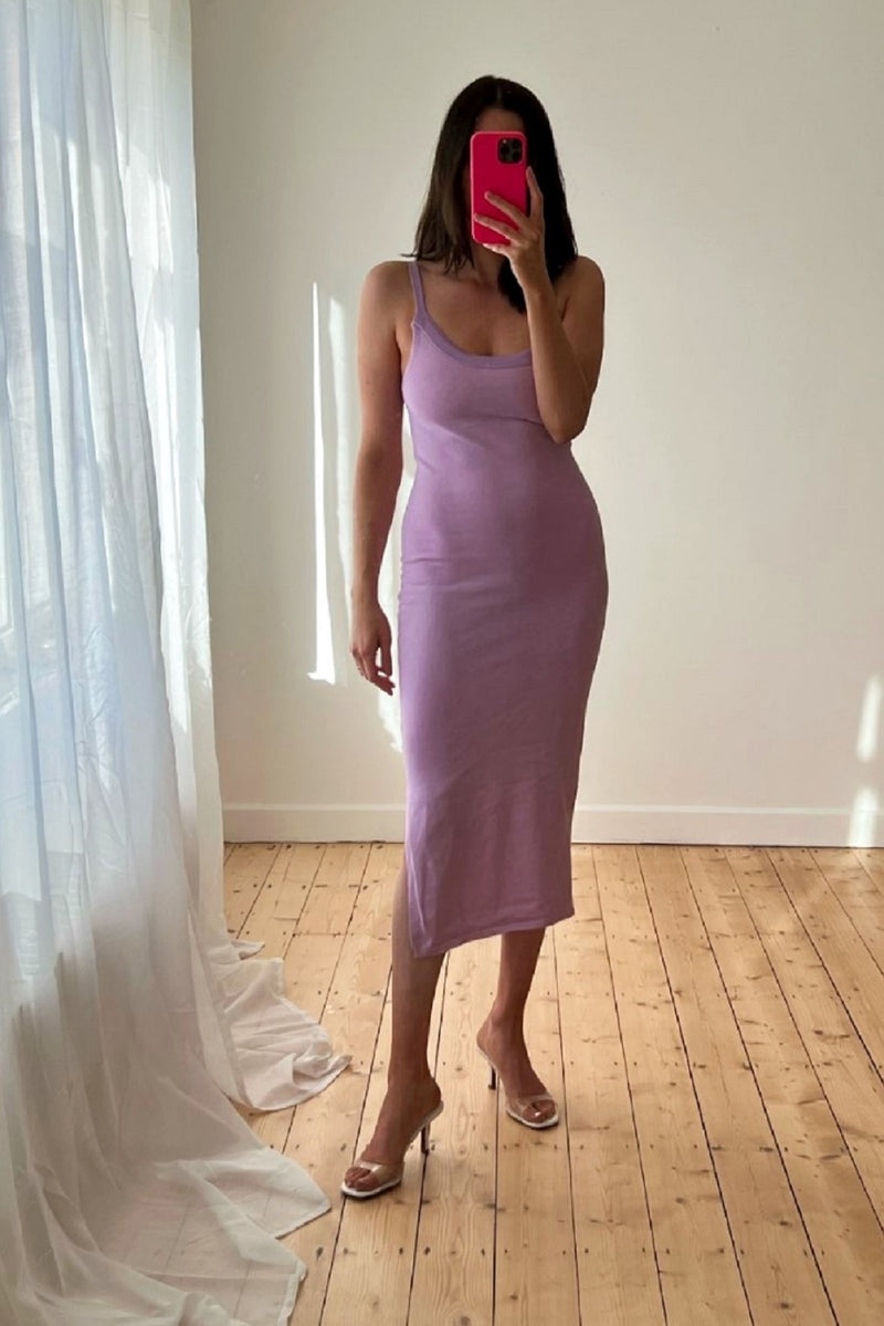 Lilac Knit Cami Dress with Split