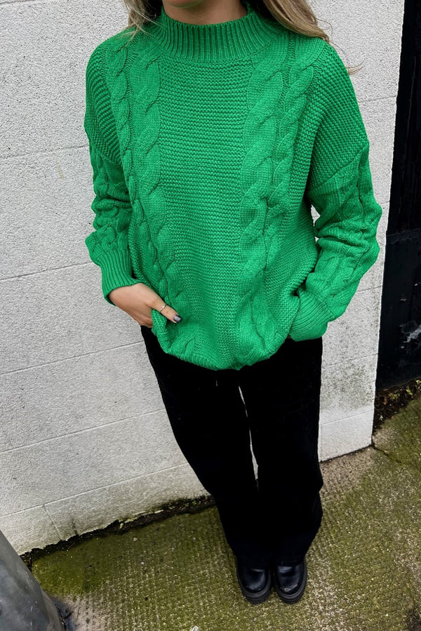 Green Chunky Cable Knit Jumper