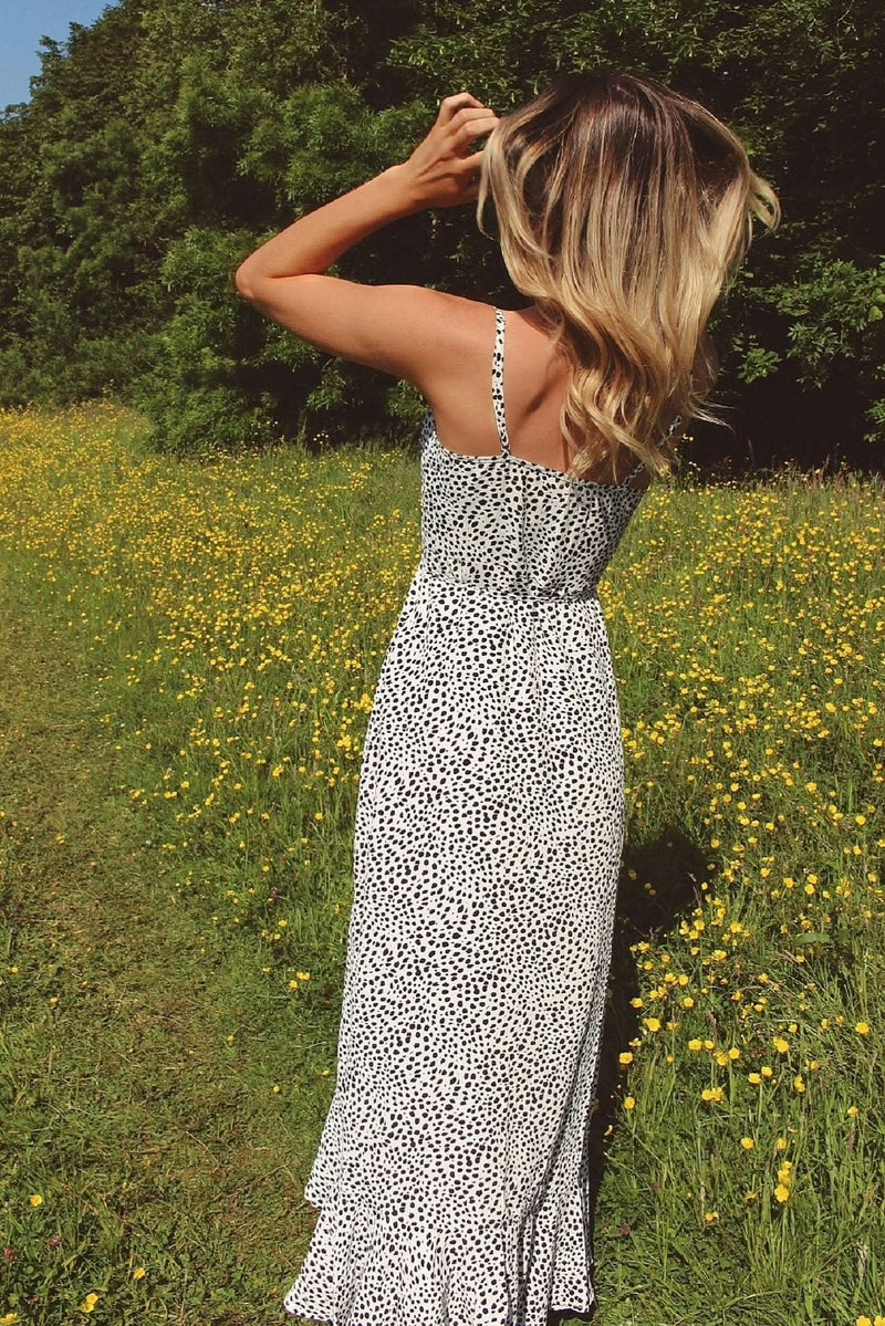 White Leopard Print High Low Dress White Leopard Print High Low Dress