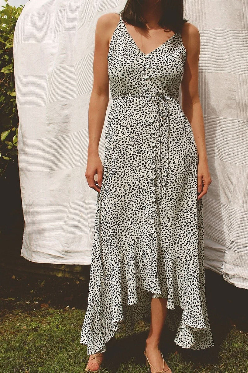 White Leopard Print High Low Dress White Leopard Print High Low Dress
