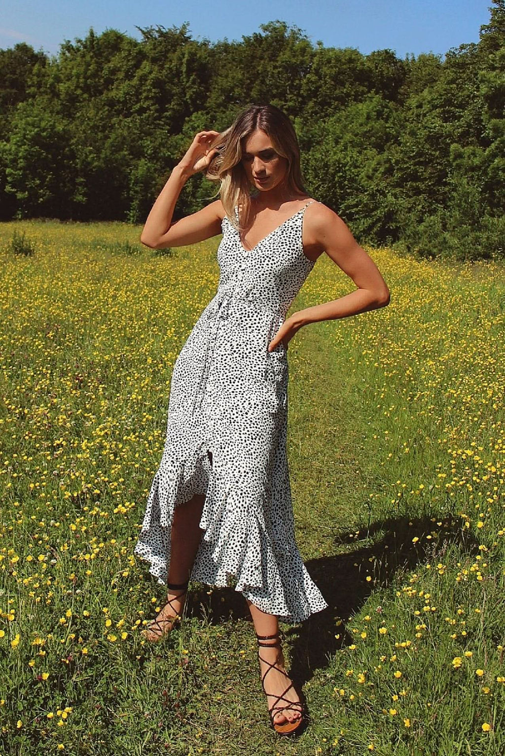 White Leopard Print High Low Dress White Leopard Print High Low Dress