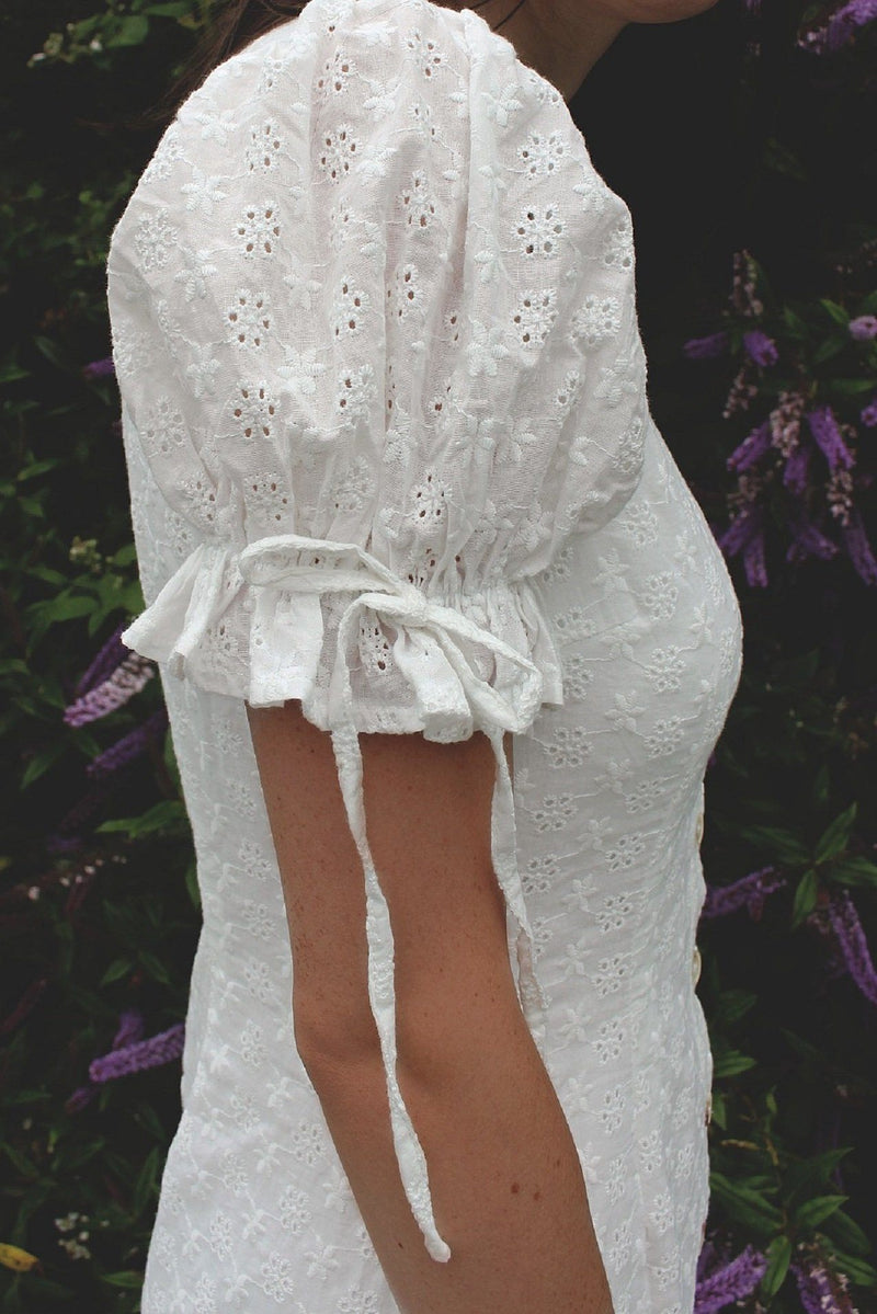 White Midi Broderie Summer Dress HAUS OF DECK 