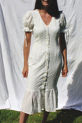 White Midi Broderie Summer Dress HAUS OF DECK 